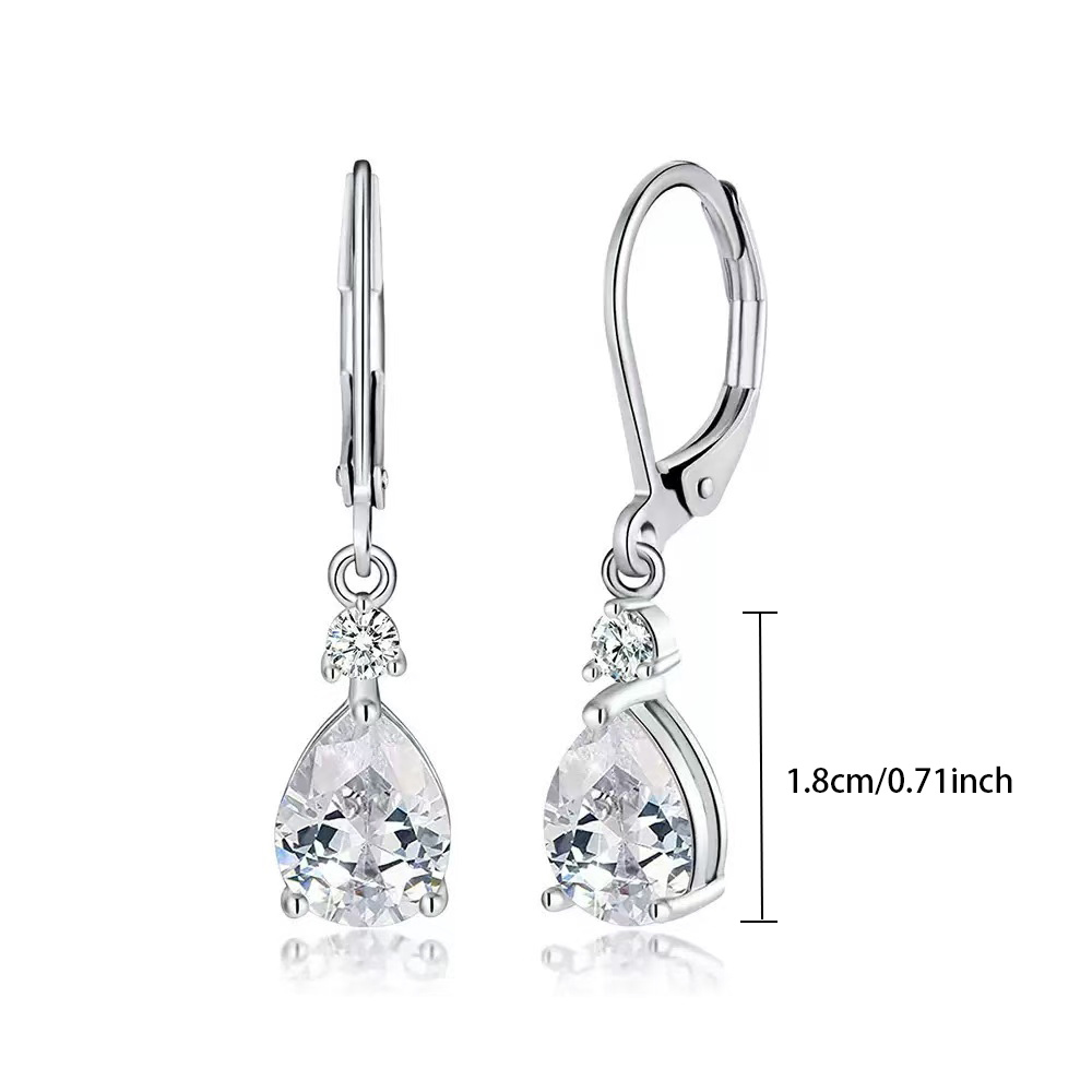 Women's 925 Silver Plated Teardrop Earrings with Zirconia